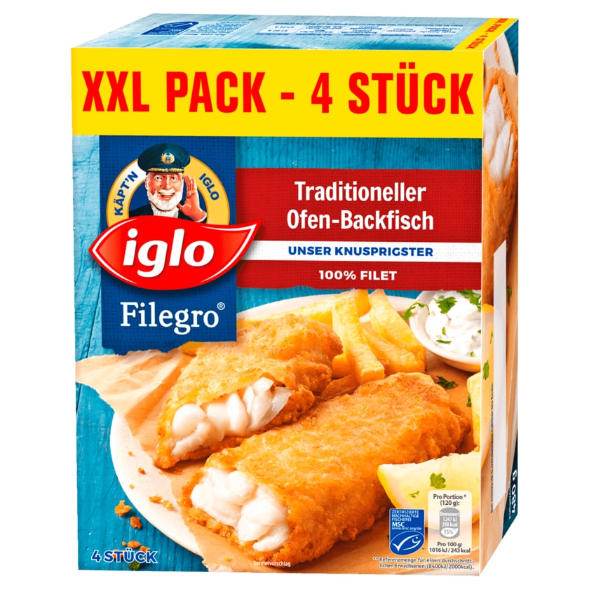 Iglo Filegro Traditioneller Ofen-Backfisch 480g